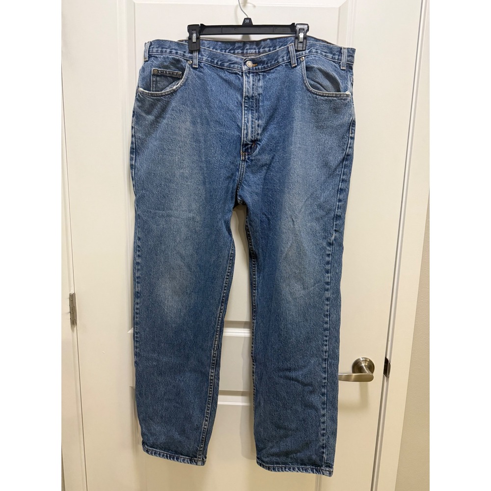 Authentic‎ Quality Jeans Mens 44x32 Medium Wash Blue Straight Leg Denim RN 37763